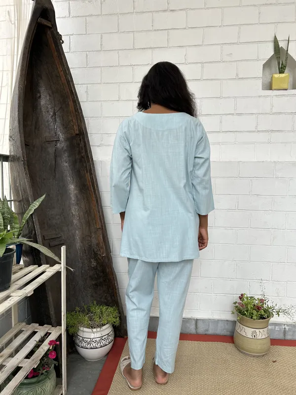 Sky_Blue_Kantha_Embroidered_Short_Cotton_Co-ord_-_XXL