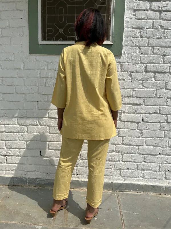 Yellow_Kantha_Embroidered_Short_Cotton_Co-ord_-_XXL