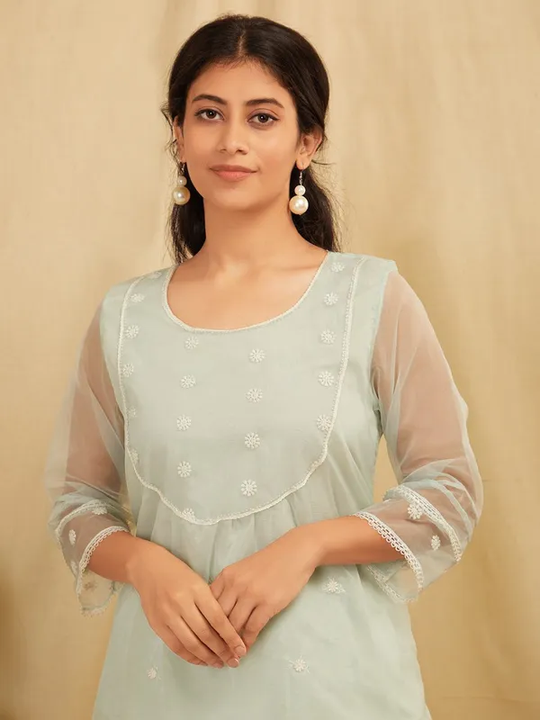 Sea_Green_Embroidered_Organza_Suit_-_Set_Of_3_-_XXL