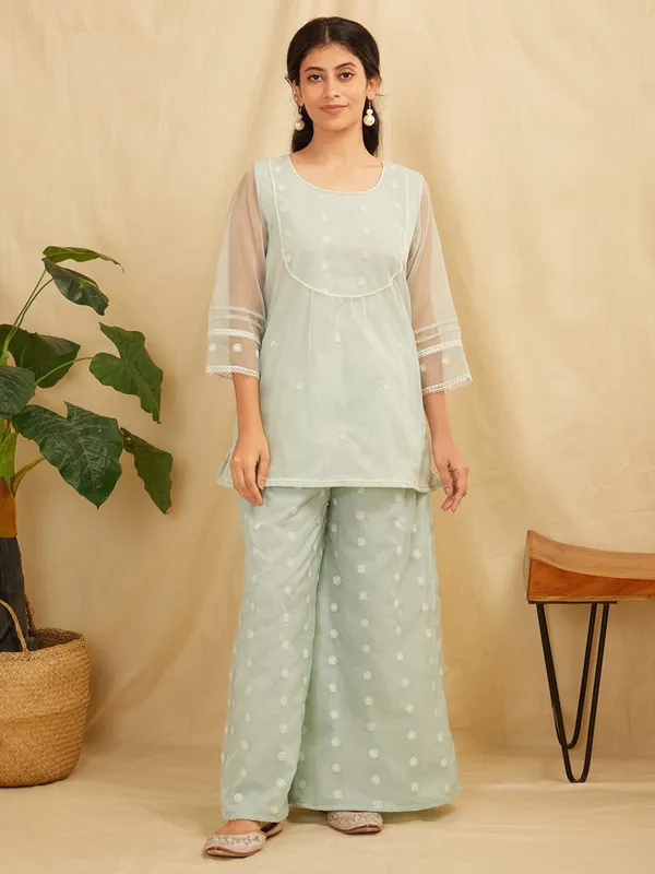 Sea_Green_Embroidered_Organza_Suit_-_Set_Of_3_-_XXL