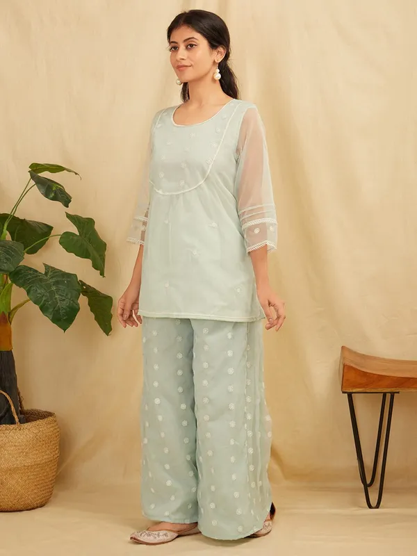 Sea_Green_Embroidered_Organza_Suit_-_Set_Of_3_-_XXL