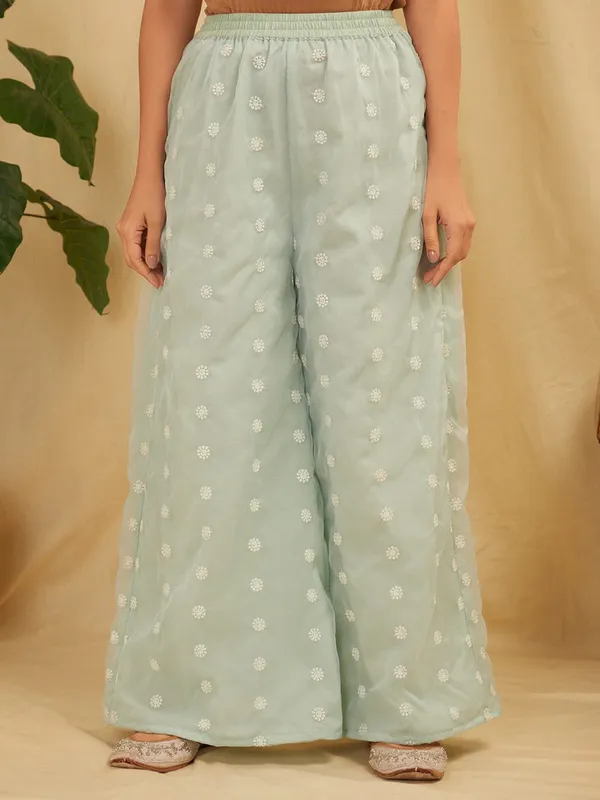 Sea_Green_Embroidered_Organza_Suit_-_Set_Of_3_-_XXL