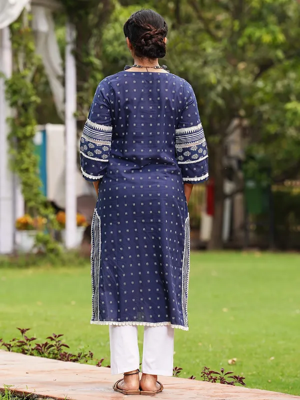 Blue_Printed_Cotton_Kurta_with_White_Pant_-_Set_of_2_-_XXL