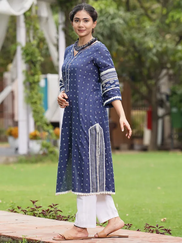 Blue_Printed_Cotton_Kurta_with_White_Pant_-_Set_of_2_-_XXL
