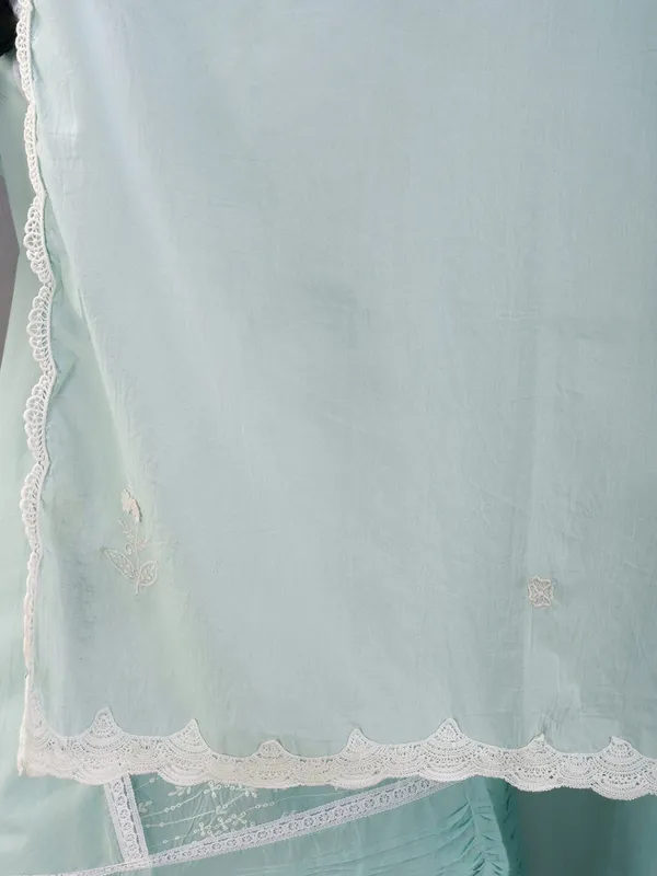 Sea_Green_Embroidered_Cotton_kurta_With_Matching_Pant_And_Dupatta_-_XXL