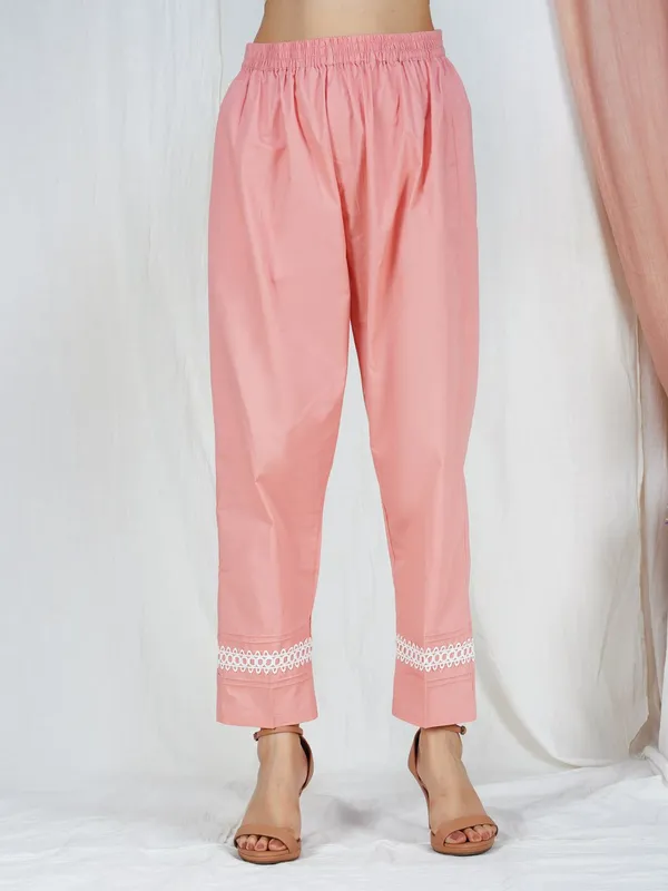 Peach_Cotton_Kurta_With_Matching_Pant_And_Dupatta_-_XXL