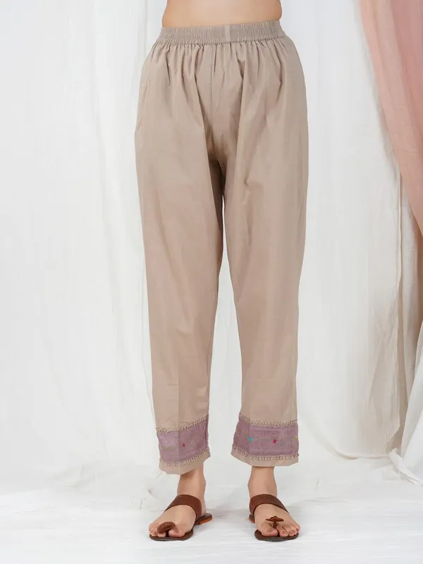 Taupe_Hand_Embroidered_multicolor_Cotton_Kurta_Paired_With_Matching_Pant_-_XXL