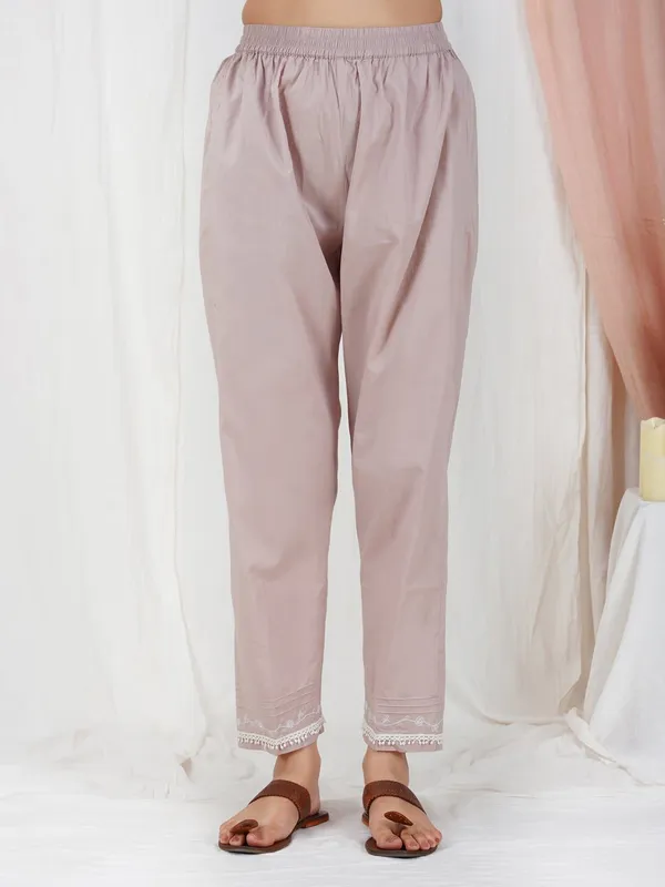 Taupe_Embroidered_Cotton_kurta_Paired_With_Matching_Pant_-_XXL