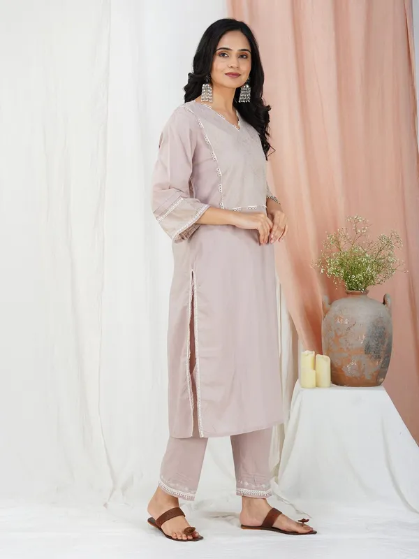 Taupe_Embroidered_Cotton_kurta_-_XXL