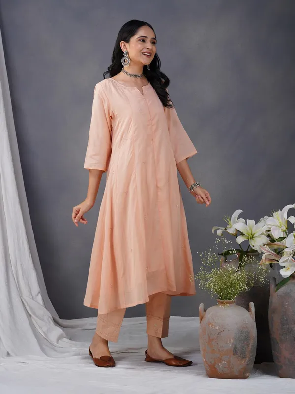 Peach_Embroidered_Cotton_Silk_Anarkali_Kurta_With_Matching_Pant_And_Dupatta_-_XXL