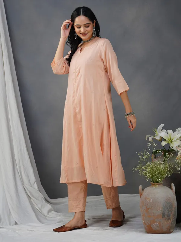 Peach_Embroidered_Cotton_Silk_Anarkali_Kurta_With_Matching_Pant_And_Dupatta_-_XXL