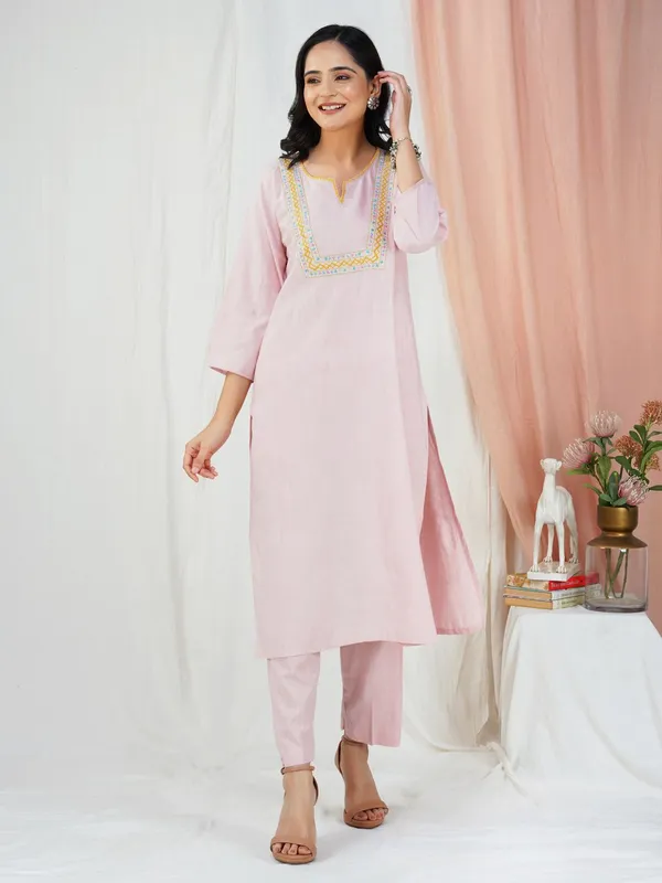 Pink_Kantha_Embroidered_Cotton_Kurta_-_XXL