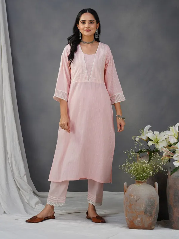 Pink_Embroidered_Cotton_Kurta_Paired_With_Matching_Pant_-_XXL