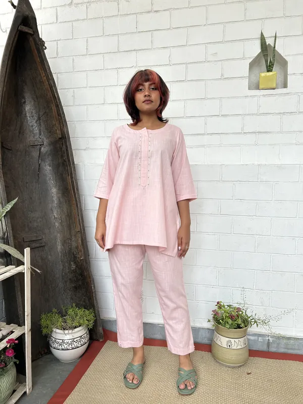 Pink_Embroidered_Short_Cotton_Co-ord_-_XXL