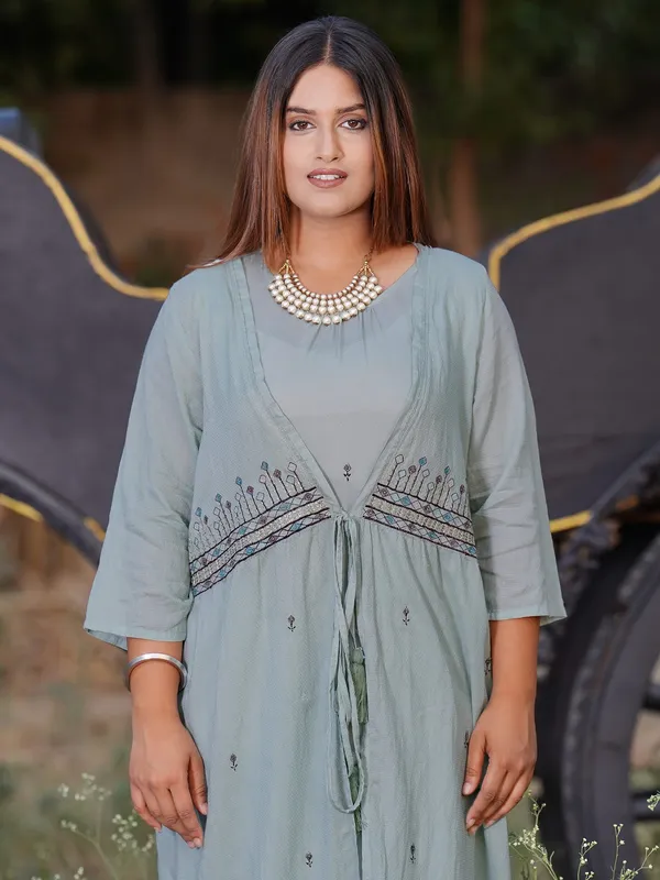 Sea_Green_Embroidered_Modal_Dobby_Jacket_and_Cotton_Pant_-_Set_of_2_-_XXL