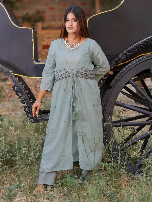 Sea_Green_Embroidered_Modal_Dobby_Jacket_and_Cotton_Pant_-_Set_of_2_-_XXL