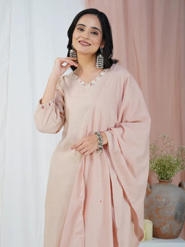 Gold_Pink_Tribal_Embroidered_Cotton_Kurta_With_Matching_Pant_And_Dupatta_-_XXL
