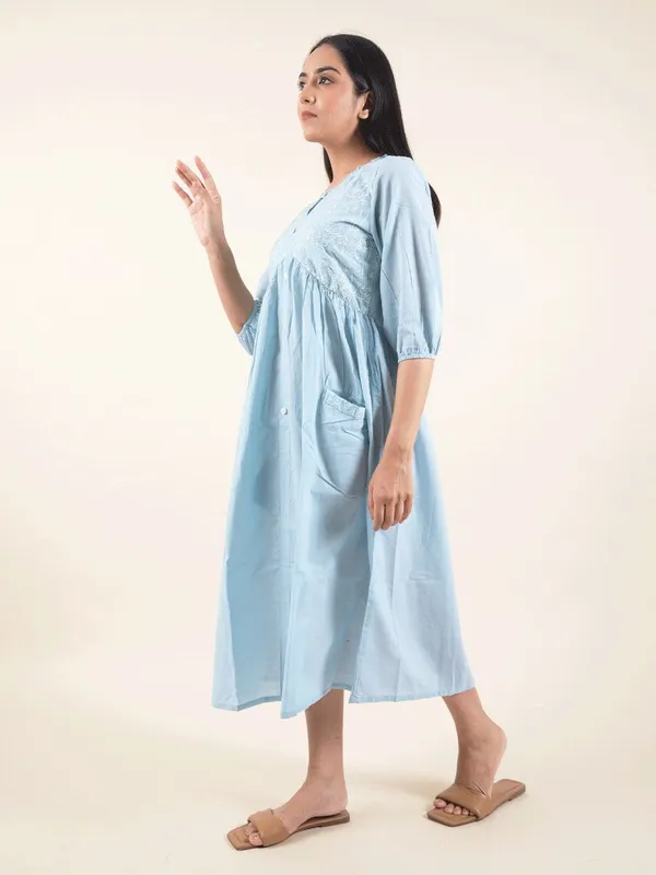 Blue_Embroidered_Cotton_Dress_-_XXL