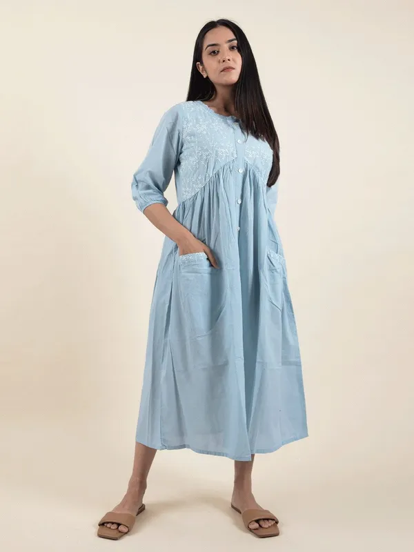Blue_Embroidered_Cotton_Dress_-_XXL