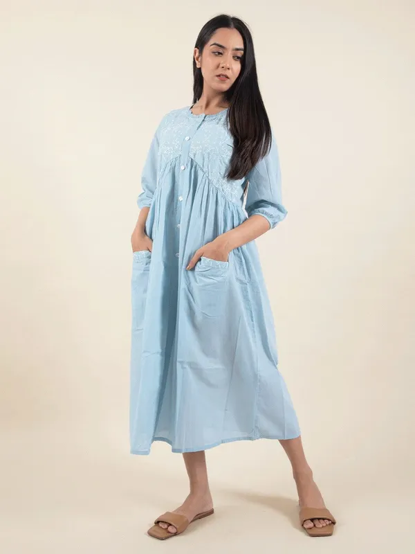 Blue_Embroidered_Cotton_Dress_-_XXL