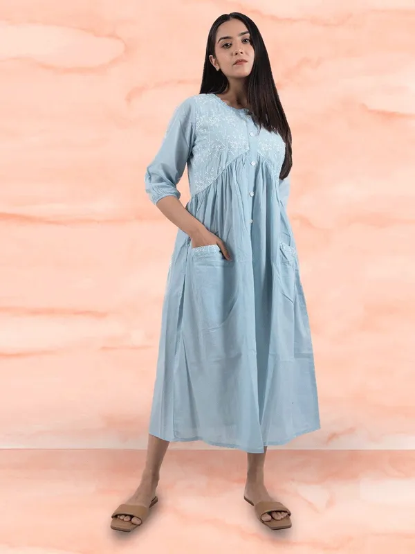 Blue_Embroidered_Cotton_Dress_-_XXL