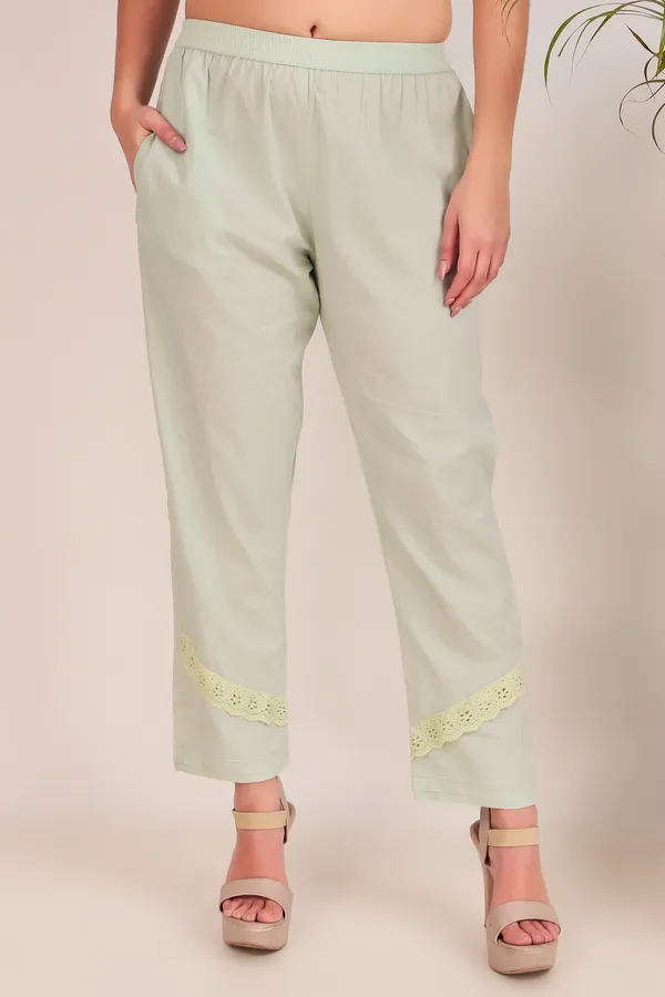 Lemon_Yellow_Cotton_Kurta_With_Lace_Work_And_Matching_Pants_-_XXL