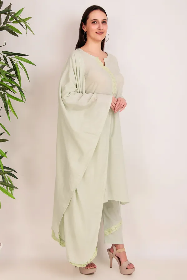 Lemon_Kurta_Cotton_Set_with_Lace_work_Detailing_(Set_of_3)_-_XXL