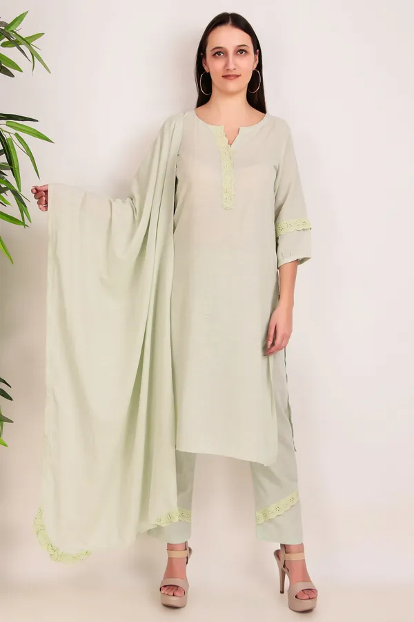 Lemon_Kurta_Cotton_Set_with_Lace_work_Detailing_(Set_of_3)_-_XXL