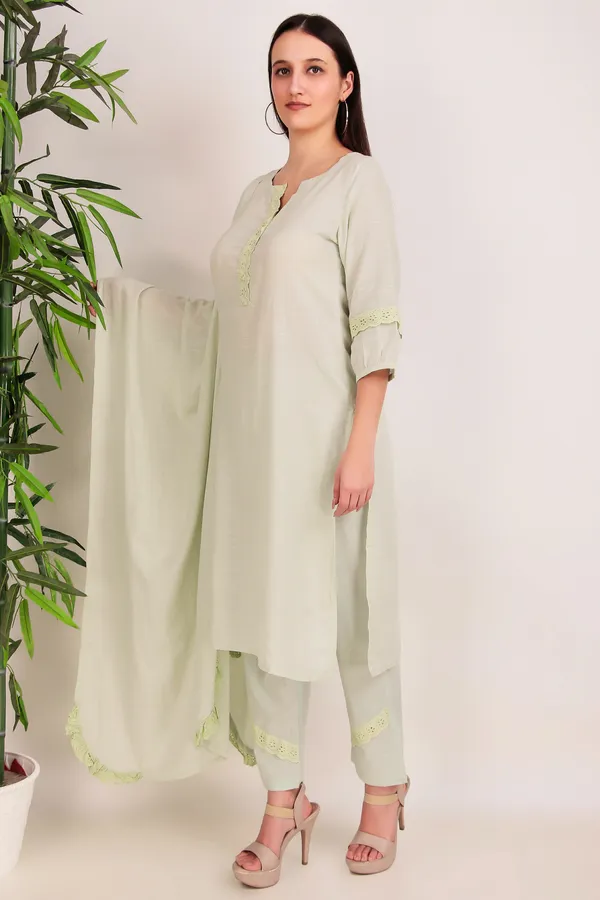 Lemon_Kurta_Cotton_Set_with_Lace_work_Detailing_(Set_of_3)_-_XXL