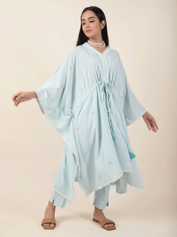 Sky_Blue_Colorful_Embroidered_Kaftan_with_Belt_Paired_With_Matching_Pant_-_XXL