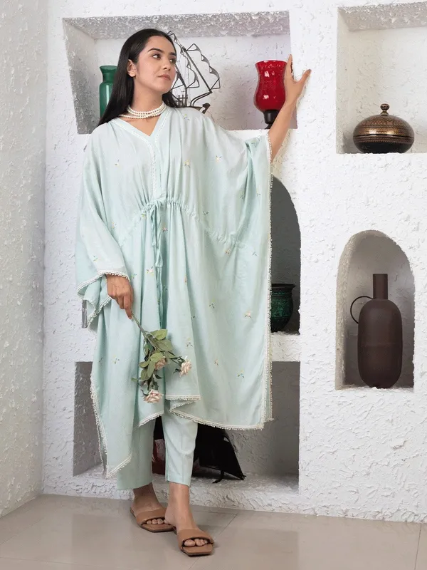Sky_Blue_Colorful_Embroidered_Kaftan_with_Belt_Paired_With_Matching_Pant_-_XXL