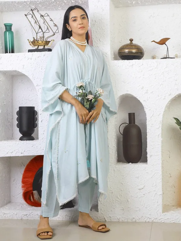 Sky_Blue_Embroidered_Cotton_Kaftan_with_Belt_-_XXL