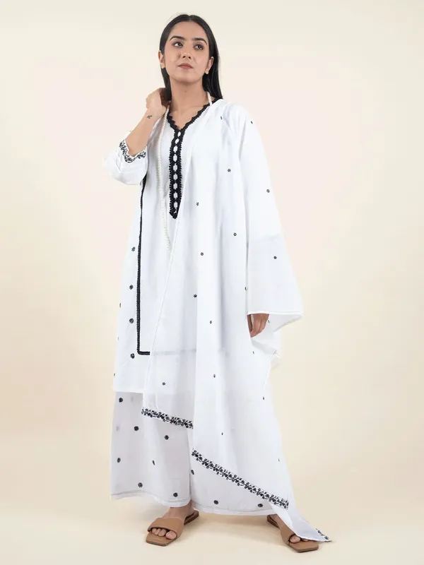 White_Embroidered_Cotton_Kurta_with_matching_sharara_and_dupatta_-_XXL