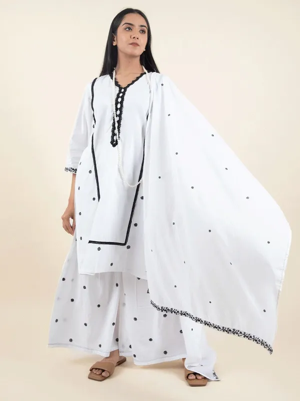 White_Embroidered_Cotton_Kurta_with_matching_sharara_and_dupatta_-_XXL