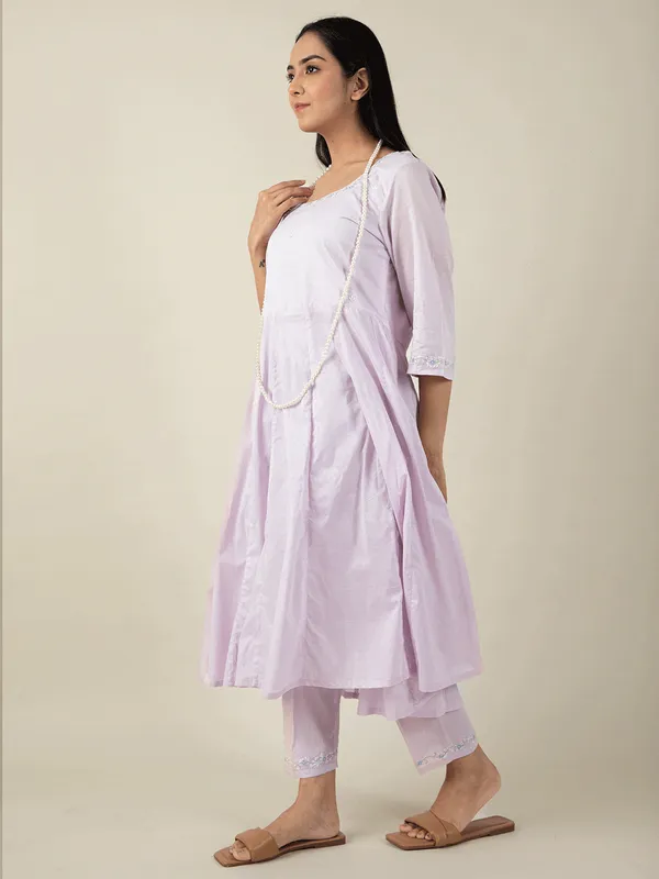 Lilac_Hand_Embroidered_Cotton_Anarkali_With_Matching_Pant_And_Dupatta_-_XXL