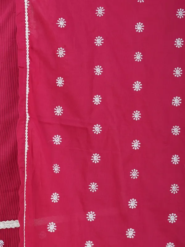 Red_Embroidered_Cotton_Straight_Kurta_With_Matching_Palazoo_And_Dupatta_-_XXL