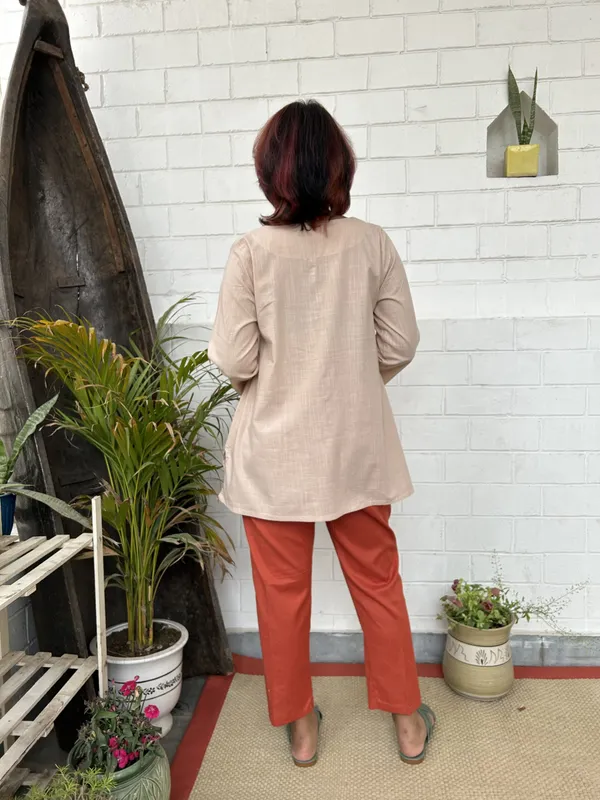 Peach_Pink_Embroidered_Short_Cotton_Kurta_-_XXL