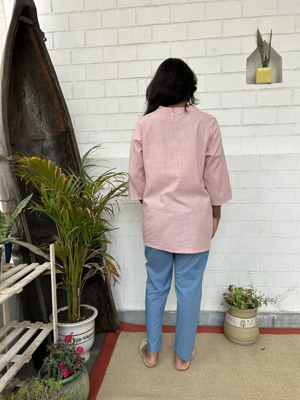 Pink_Kantha_Embroidered_Short_Cotton_Kurta_-_XXL