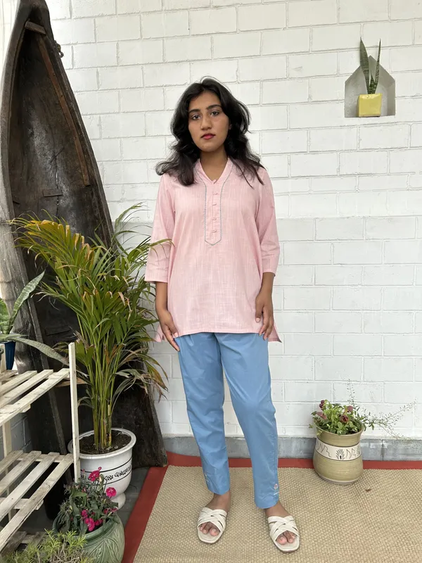 Pink_Kantha_Embroidered_Short_Cotton_Kurta_-_XXL