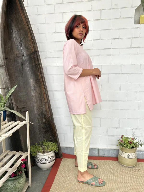 Pink_Embroidered_Short_Cotton_Kurta_-_XXL