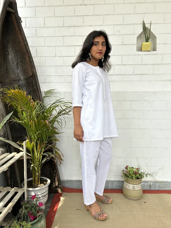 White_Embroidered_Short_Cotton_Co-ord_-_XXL