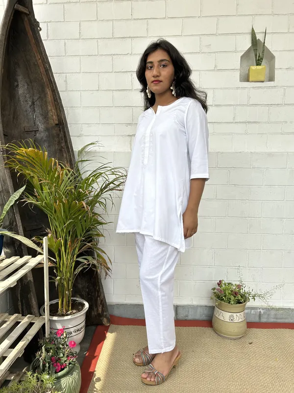 White_Embroidered_Short_Cotton_Co-ord_-_XXL