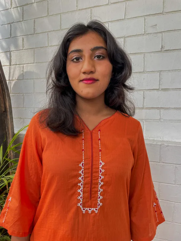 Orange_Embroidered_Cotton_Kurta_Co-ord_-_XXL