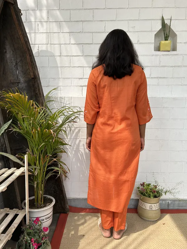 Orange_Embroidered_Cotton_Kurta_Co-ord_-_XXL