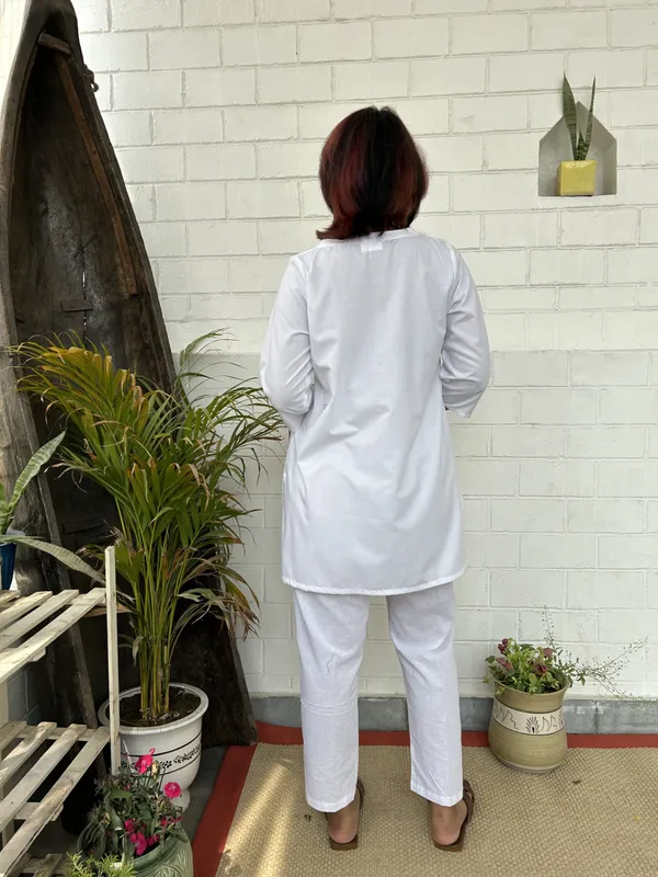 White_Kantha_Embroidered_Short_Cotton_Co-ord_-_XXL