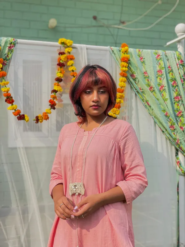 Salmon_Rose_Cotton_Kurta_Paired_With_Matching_Pant_-_XXL