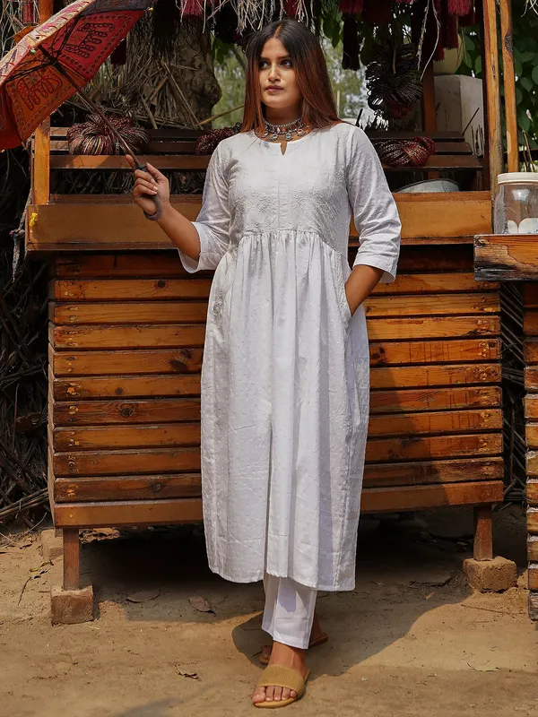 White_Embroidered_Cotton_Anarkali_Kurta_with_Cotton_Pant_-_Set_of_2_-_XXL