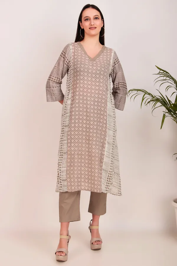 Cotton_Classic_Printed_Grey_Kurta_With_Matching_Pant_-_XXL