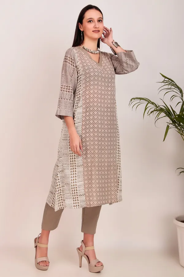 Cotton_Classic_Printed_Grey_Kurta_With_Matching_Pant_-_XXL