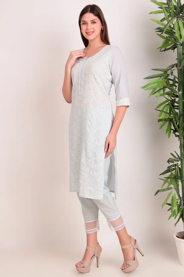 Sky_Blue_Full_Embroidered_Cotton_Kurta_With_Matching_Pant_Laces_With_Organza._-_XXL